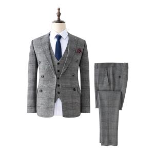 スリーピーススーツ メンズ ビジネス スリムスーツ 千鳥格子 グレン