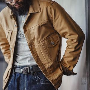 デニムジャケット Gジャン ランチャージャケット Rancher Jacket メンズ ヘビーウェイト 12.7オンス キャンバス 両ポケット アクションプリーツ シンチバックル