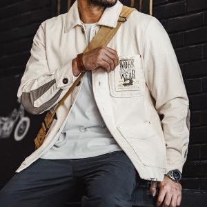 フレンチワークジャケット カバーオールジャケット メンズ ヘビーウェイト 3ポケット コーデュロイ切り替え French Worker Jacket おしゃれ 綿 100 ツイル