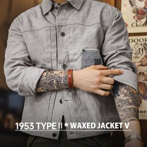 ワックスドジャケット オイルドジャケット トラッカージャケット メンズ ダブルプリーツ ワックスコーティング 綿 100 WAXED JACKET V 1953 TYPEII ヴィンテージ
