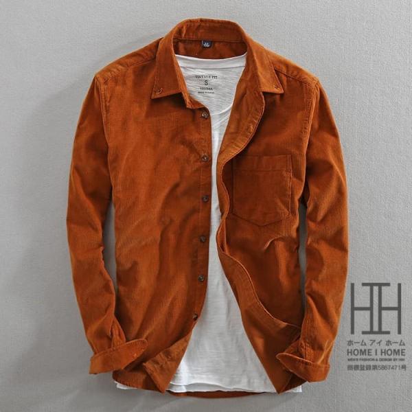 ボタンダウンシャツ メンズ 長袖 ポケット付き コーデュロイシャツ コール天 秋冬 カジュアルシャツ...