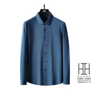 ドレスシャツ メンズ 長袖シャツ ワイシャツ ノーアイロン 形態安定 ストレッチ スリム 滑らかい 柔らかい 上質 ビジネス トップス 白シャツ シルキー｜JustMode