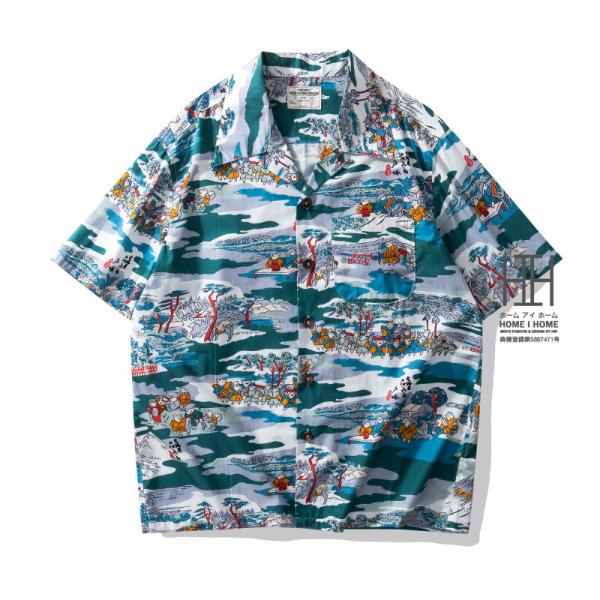 キューバシャツ メンズ 半袖 大きいサイズ アロハシャツ 柄シャツ 綿100 ボタニカル 花柄 開襟...