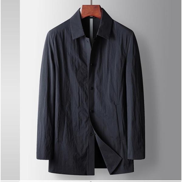 メンズ ステンカラーコート メンズコート 軽量 ミドル丈 スナップボタン 上質 ストレッチ シンプル...