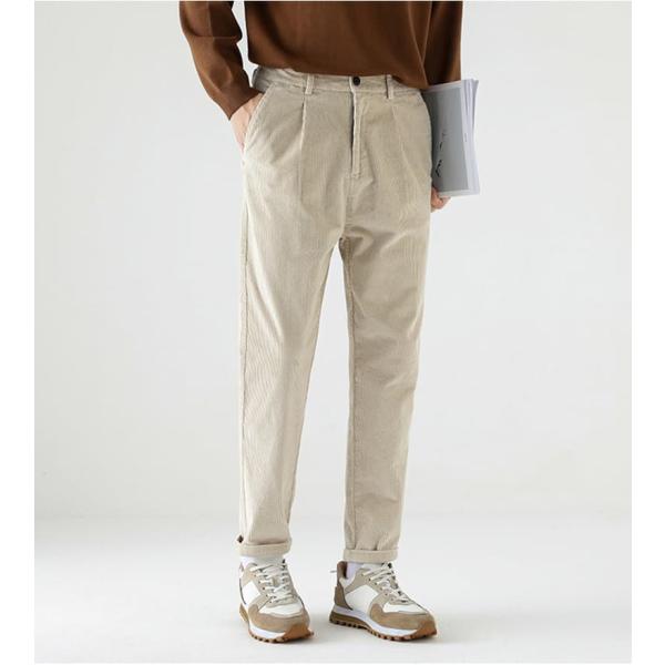 コーデュロイパンツ メンズ ワンタック ウエストゴム コール天 中コール 無地 シンプル ワイド パ...