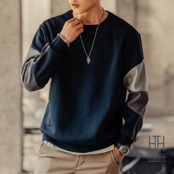 トレーナー メンズ 長袖 バックプリント 切り替え 配色 スウェット 大きいサイズ おしゃれ プルオ...