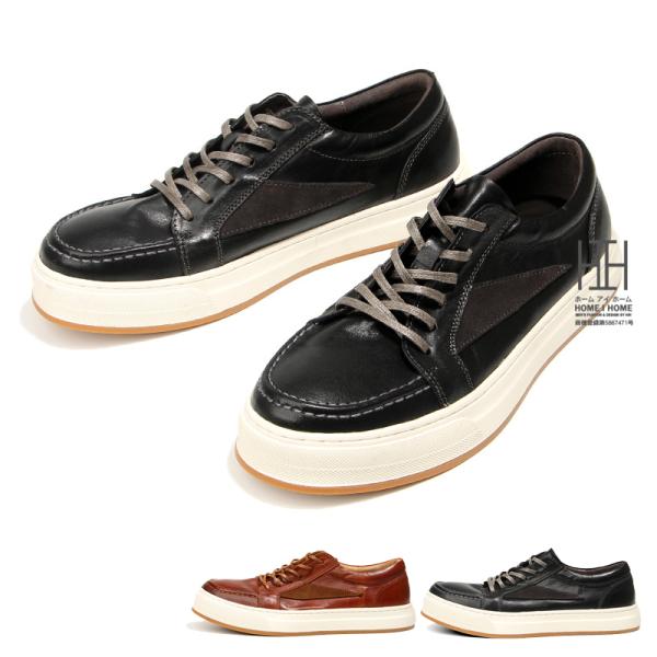 馬革 スニーカー 革靴 メンズ 紳士靴 レースアップ 牛革 豚革 レトロ カジュアル 歩きやすい 走...