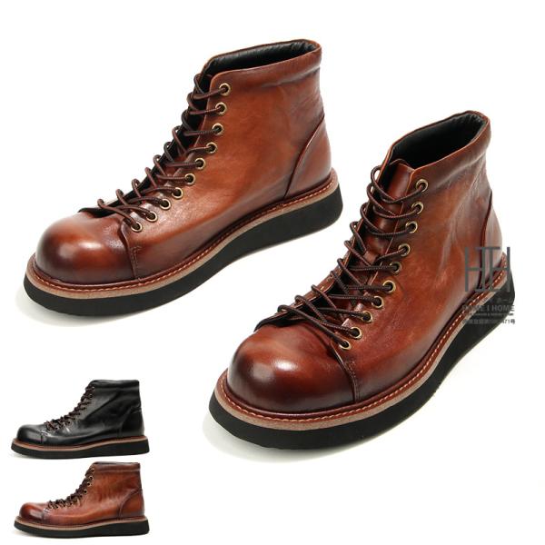 ブーツ メンズ 本革 ワークブーツ レースアップブーツ ミリタリー アウトドア キャンプ レーストゥ...