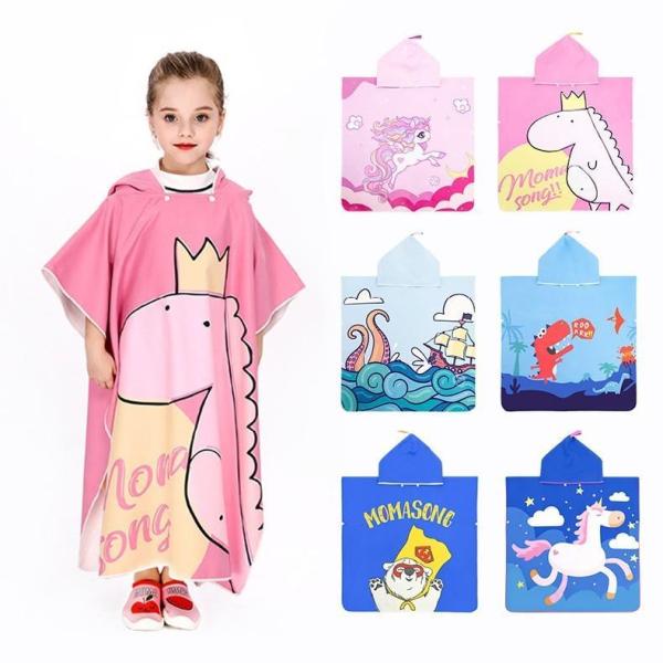 バスローブ 子供 速乾吸水 フード付き ウェットスーツ 着替えポンチョ バスタオル スナップボタン留...