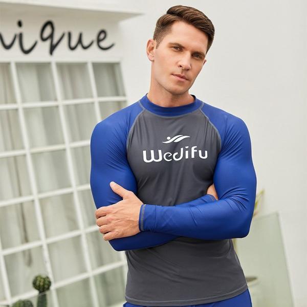メンズ ラッシュガード 長袖 Tシャツ 速乾 水陸両用 英文字 ラグランスリーブ 日焼け対策 スポー...