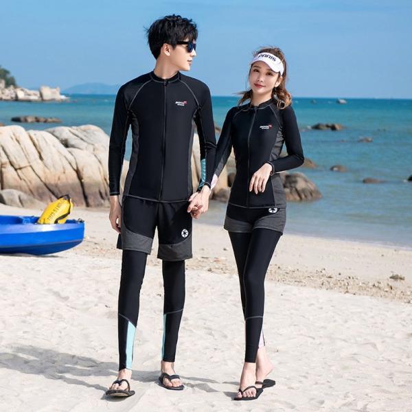 フィットネス 水着セット レディース セパレート メンズ ペアルック 体型カバー水着 水陸両用 長袖...