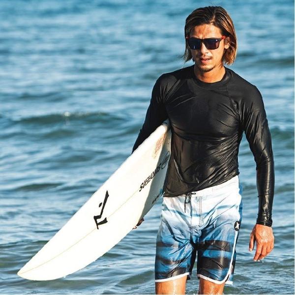 長袖 ラッシュガード メンズ 速乾 水着 日焼け対策 プルオーバー 水陸両用 ブラック 長袖Tシャツ...