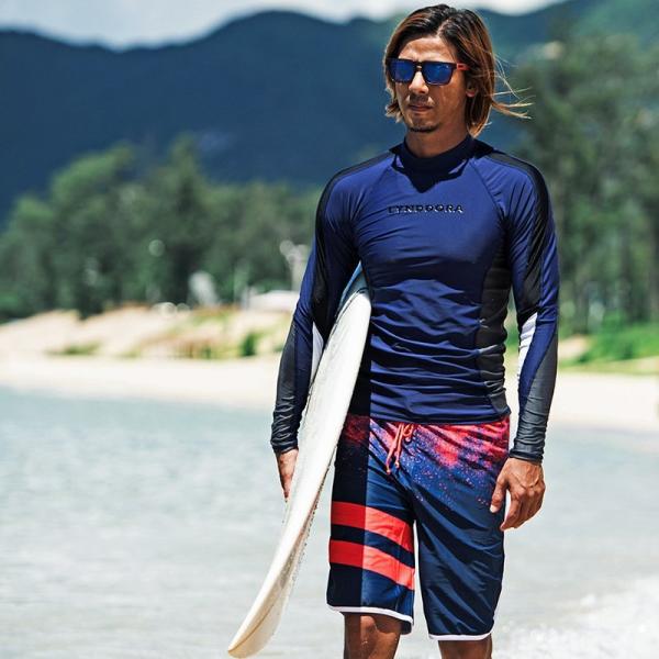 水着 ラッシュガード 長袖 日焼け対策 メンズ UVカット 水陸両用 速乾 切り替え セットアップ ...