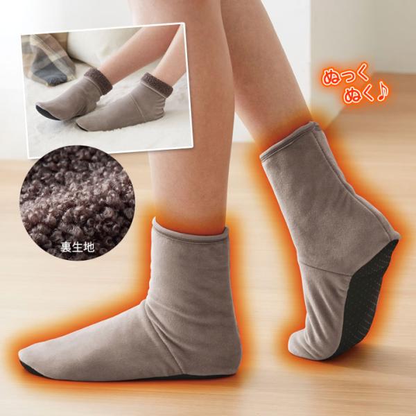 あったかグッズ ソックス 室内履き ルームシューズ ポソン W起毛 ボア 伸縮 フィット 暖か 底冷...
