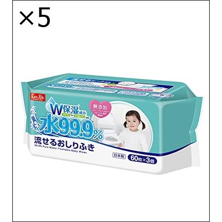 【5個セット】99．9流せるおしりふき60枚X3 E00870 60マイX3コ おしりふき