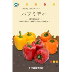 パプミディーオレンジ 100粒  ピーマン ぴーまん 一代交配　【丸種 種 たね タネ】【通常5倍 ...