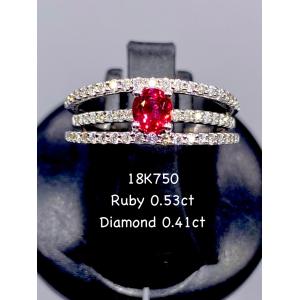 動画リンク Twitter/Xあり】ルビー 0.53ct / ダイヤモンド 計0.41ct 