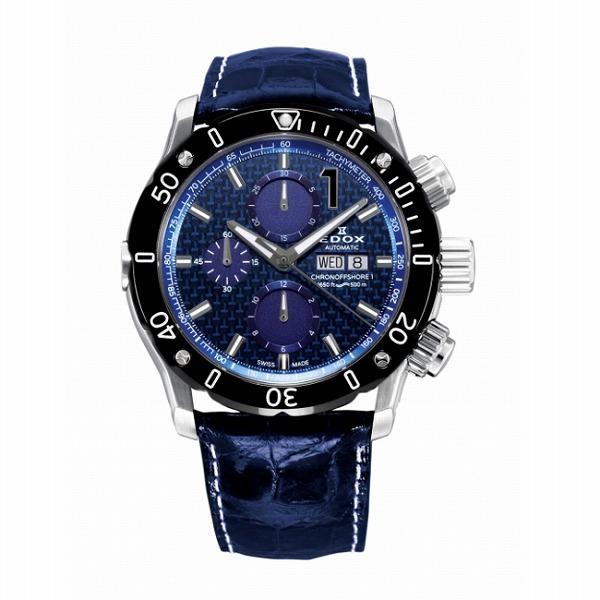 エドックス EDOX 腕時計 クロノオフショア1 クロノグラフオートマチック 01122-3-BUI...