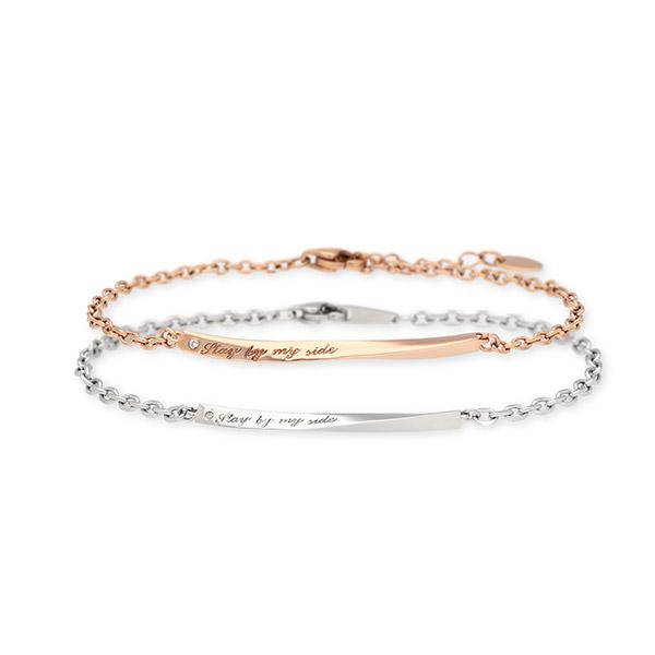 ステンレスペアブレスレット white clover ペア カップル お揃い 誕生日プレゼント ギフ...