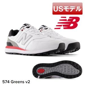 (USモデル)ニューバランス 574グリーンズV2 スパイクレスシューズ ホワイトブラック 2E New Balance Golf MG574WK｜jwings