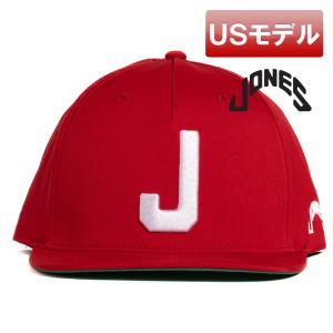 (USモデル)ジョーンズ ブロック J  スナップバックキャップ レッド ゴルフ用帽子 JONES GOLF フリーサイズ