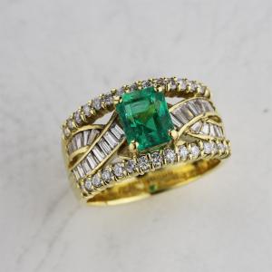 Emerald Pt900 K18エメラルド ダイヤモンドリング NO.48999 : JEX宝石