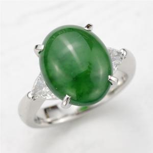 大粒ヒスイダイヤモンドリング 翡翠 ひすい4.62ct プラチナリングPt900