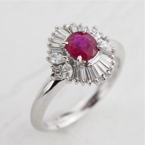 Pt900 ルビー0.69ct／ダイヤモンド0.53ctリング 全国送料無料 ruby