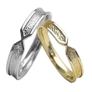 結婚指輪 マリッジリング 粗しデザイン イエローゴールドK10 ホワイトゴールドK10 ペアリング 10金 指輪 受注｜jwl-i