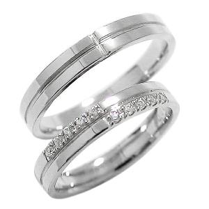 結婚指輪 クロス 十字架 ダイヤリング ダイヤモンド ペアリング マリッジリング ホワイトゴールドK10 指輪 ペア 2本セット カップル プレゼント ギフト 受注｜jwl-i