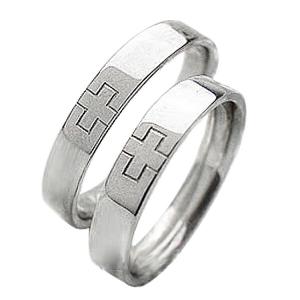 結婚指輪 プラチナ クロス マリッジリング 十字架 指輪 Pt900 ペアリング 2本セット 受注｜jwl-i