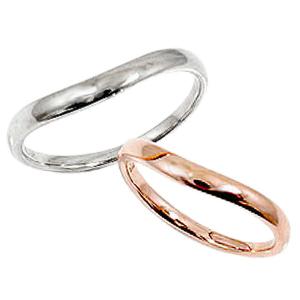 結婚指輪 Vライン マリッジリング ピンクゴールドK18 ホワイトゴールドK18 デザインリング ペアリング 18金 受注