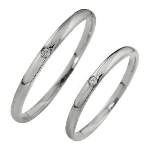 結婚指輪 一粒ダイヤモンド シンプル ストレート マリッジリング ホワイトゴールドK18 ペアリング 2本セット 受注｜jwl-i