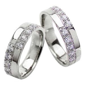 結婚指輪 クロス プラチナ ダイヤモンド 幅広 5ミリ幅 マリッジリング Pt900 十字架 2本セット 受注｜jwl-i