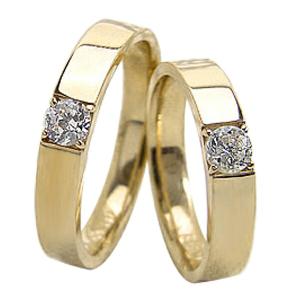 結婚指輪 一粒 ダイヤモンド 0.2ct マリッジリング イエローゴールドK18 ペアリング 受注｜jwl-i