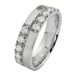 プラチナ900 クロスデザインリング 5mm幅 天然ダイヤモンド Pt900