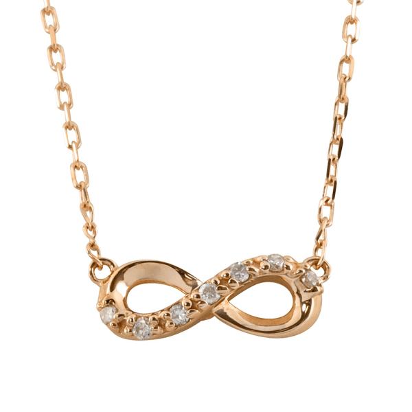 ネックレス レディース インフィニティ ネックレス 18金 無限 ∞ ダイヤモンド 7ストーン ペン...