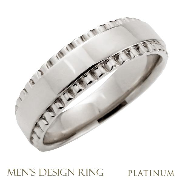 メンズ リング プラチナ メンズリング 指輪 Pt900 幅広 男性用 大人 デザインリング アクセ...