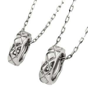 ペアネックレス プラチナ サークル Pt900 Pt850 キルティング