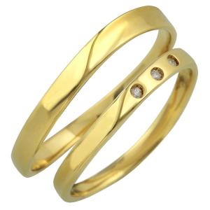 結婚指輪 スリーストーン ペアリング 10金 ゴールド マリッジリング ダイヤモンド K10 カップル 注文製作 プレゼント ギフト 受注｜jwl-i