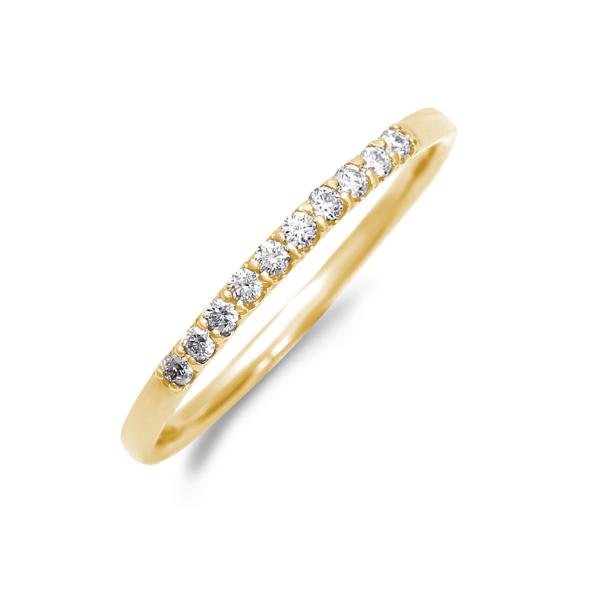 ハーフ エタニティリング ダイヤ 0.1ct 18金 ゴールド K18 YG 指輪 リング  天然ダ...