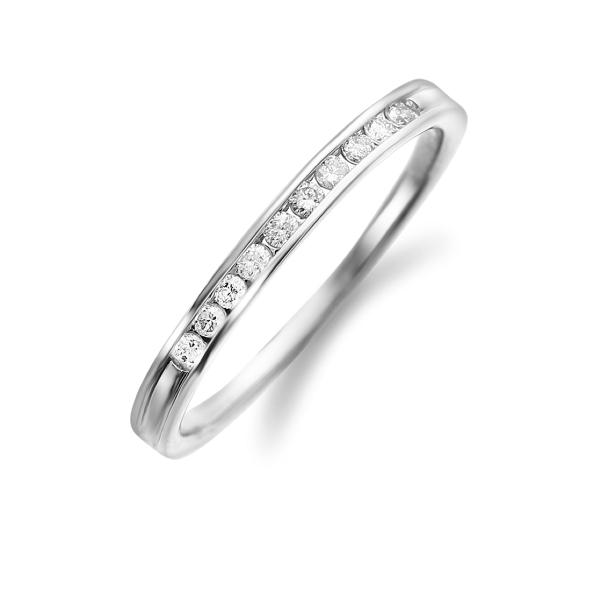 ハーフ エタニティリング レール留 ダイヤ 0.1ct プラチナ Pt 指輪 リング  天然ダイヤモ...