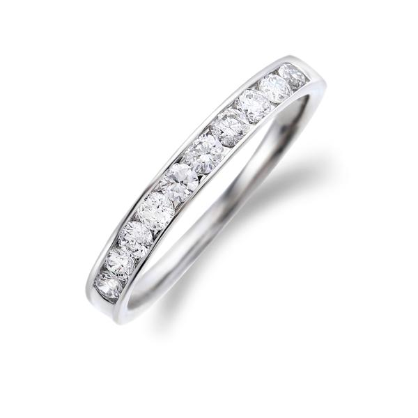 ハーフ エタニティリング レール留 ダイヤ 0.3ct プラチナ Pt 指輪 リング  天然ダイヤモ...