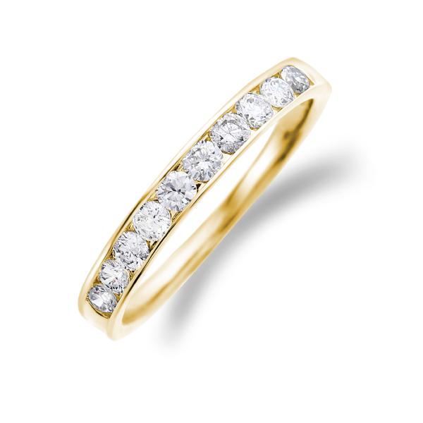 ハーフ エタニティリング レール留 ダイヤ 0.3ct 18金 ゴールド K18 YG 指輪 リング...