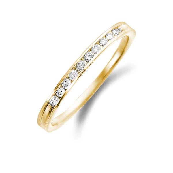ハーフ エタニティリング レール留 ダイヤ 0.1ct 18金 ゴールド K18 YG 指輪 リング...