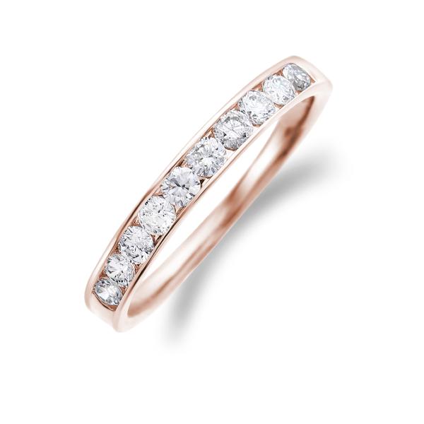 ハーフ エタニティリング レール留 ダイヤ 0.3ct 18金 ゴールド K18 PG 指輪 リング...