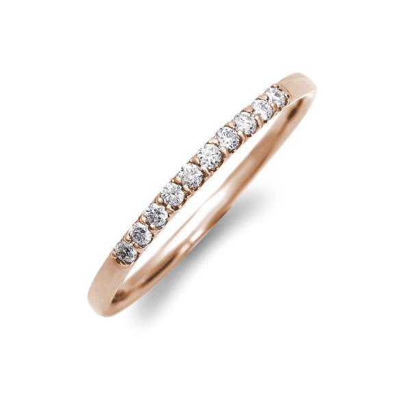 ハーフ エタニティリング ダイヤ 0.1ct 18金 ピンクゴールド K18 PG 指輪 リング  ...