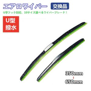 【左右ハンドル汎用型】エアロ ワイパーブレード 2本セット 350mm〜650mm 日本車 汎用 三段骨式 エアロワイパー 強力撥水 Uクリップ 雨よけ フロント