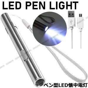 LED ハンディライト ペンライト USBケーブル付き USB充電式 白光 軽量 懐中電灯 キャンプ アウトドア 簡単操作｜jxshoppu