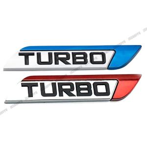 TURBO エンブレム ステッカー ロゴ ブルー レッド 右 メタル 立体 ターボ カスタム パーツ ドレスアップ 外装
